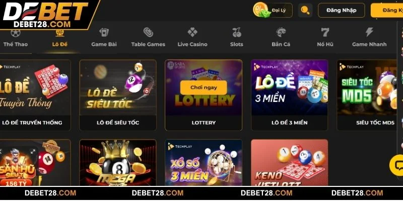 Sảnh cược lô đề DEBET với đa dạng trò chơi và tỷ lệ thưởng cao